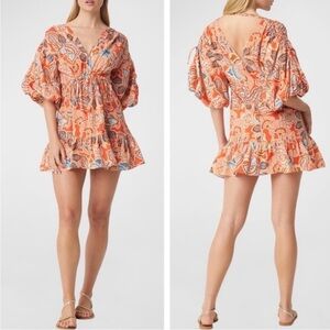 MISA LOS ANGELES Sari Floral Poplin Balloon-Sleeve Mini Dress sz S